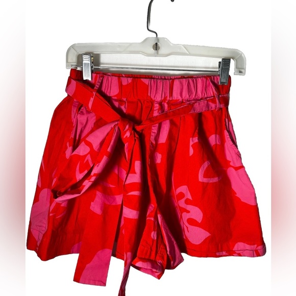 STAUD Sage Hibiscus-Print Cotton-Blend Poplin Shorts Size 2 - Picture 5 of 9